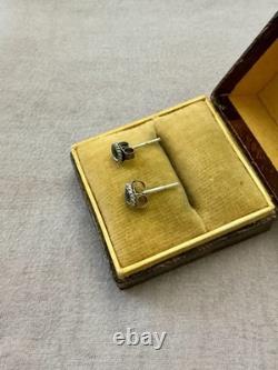 Genuine Sapphire Solitaire Vintage Sterling Silver Earrings