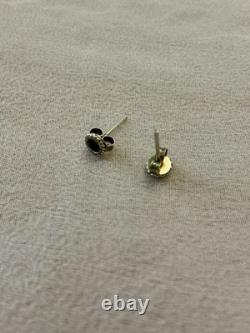 Genuine Sapphire Solitaire Vintage Sterling Silver Earrings