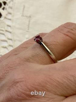 Genuine Silver Ruby, Beautiful Antique Solitaire Ring