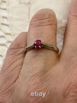 Genuine Silver Ruby, Beautiful Antique Solitaire Ring