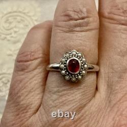 Genuine Sublime Ruby, Fine Pearl, Solid Silver, Very Beautiful Antique Ring