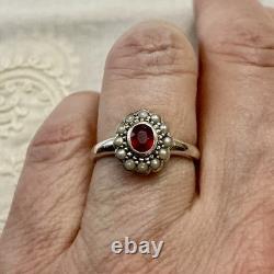 Genuine Sublime Ruby, Fine Pearl, Solid Silver, Very Beautiful Antique Ring