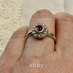 Genuine Sublime Ruby, Fine Pearl, Solid Silver, Very Beautiful Antique Ring