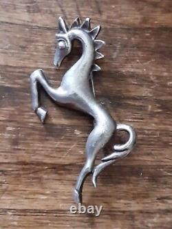 Georg JENSEN antique zoomorphic horse brooch jewelry in solid silver brutalist art