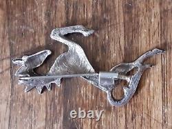 Georg JENSEN antique zoomorphic horse brooch jewelry in solid silver brutalist art