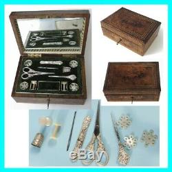Gift Box Sewing Kit Old XIX Silver French Sewing Box Case