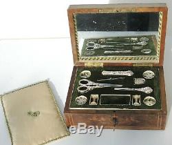 Gift Box Sewing Kit Old XIX Silver French Sewing Box Case