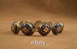 Gorgeous Vintage Bracelet in Solid Silver and Bressan Enamels