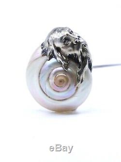 Great Old Hat Pin In Silver Poseidon Art Nouveau 1900