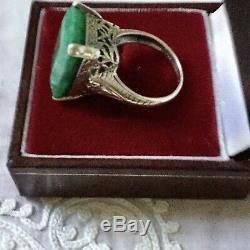 Great Old Silver Ring Masif Book And Emerald Veritable