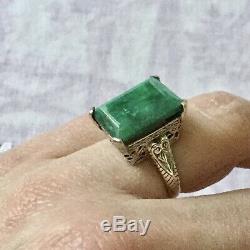 Great Old Silver Ring Masif Book And Emerald Veritable