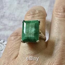 Great Old Silver Ring Masif Book And Emerald Veritable