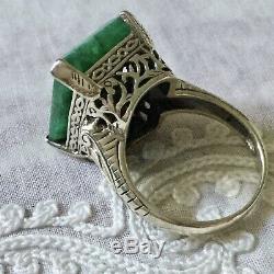 Great Old Silver Ring Masif Book And Emerald Veritable