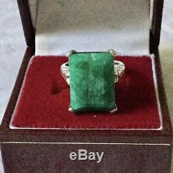 Great Old Silver Ring Masif Book And Emerald Veritable