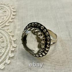 Huge Hand-Cut Topaz, Solid Silver, Large Antique Ring, Designer