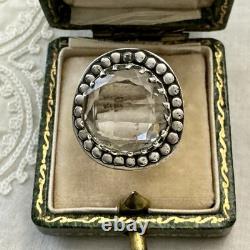Huge Hand-Cut Topaz, Solid Silver, Large Antique Ring, Designer
