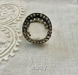 Huge Hand-Cut Topaz, Solid Silver, Large Antique Ring, Designer