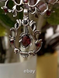 Hungarian Austro Pendant Silver Grenat Antique Hungarian Garnet During