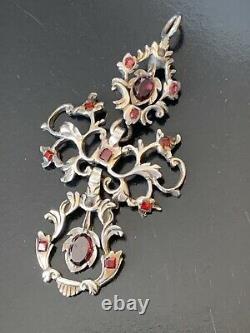 Hungarian Austro Pendant Silver Grenat Antique Hungarian Garnet During