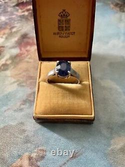 IMPOSING SOLITAIRE GENUINE SAPPHIRE + 3 Carat ANCIENT SOLID SILVER RING