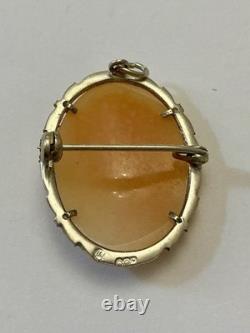 ITALIAN CAMEO ANTIQUE BROOCH Solid Silver 800 MARCASITES ART DECO