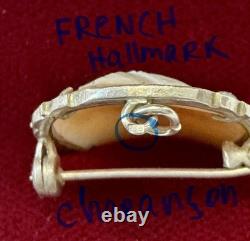 ITALIAN CAMEO ANTIQUE BROOCH Solid Silver 800 MARCASITES ART DECO
