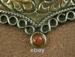 Important Ancient Silver Pendant Massif Tibetan Turquoise Coral Afghan