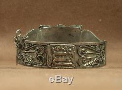 Important Antique Berber Bracelet In Sterling Silver North Africa Poincon Crab