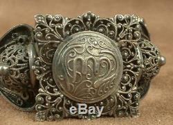 Important Antique Berber Bracelet In Sterling Silver North Africa Poincon Crab