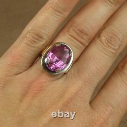 Important Old Ring Sterling Silver And 18k Gold Mixed Poincon Pierre Violette