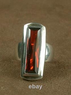 Important Old Ring Tank In Silver Massive Sertie Grosse Pierre Red