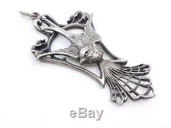 Important Old Swallow Pendant In Sterling Silver Art Nouveau 1900