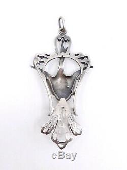 Important Old Swallow Pendant In Sterling Silver Art Nouveau 1900
