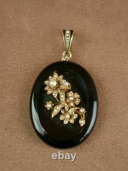 Important Pendentif Ancien Onyx Perles - Or 18k 19th Napoleon III Reliquaire