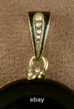 Important Pendentif Ancien Onyx Perles - Or 18k 19th Napoleon III Reliquaire