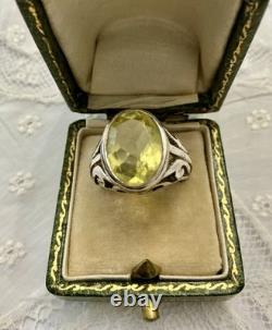 Impressive Antique Ring with Beautiful Genuine Citrine in Ornate Solid Silver