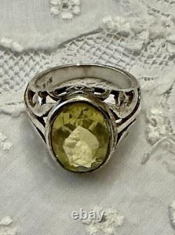 Impressive Antique Ring with Beautiful Genuine Citrine in Ornate Solid Silver