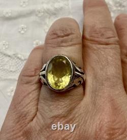 Impressive Antique Ring with Beautiful Genuine Citrine in Ornate Solid Silver