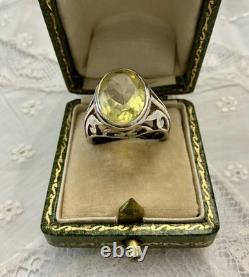 Impressive Antique Ring with Beautiful Genuine Citrine in Ornate Solid Silver