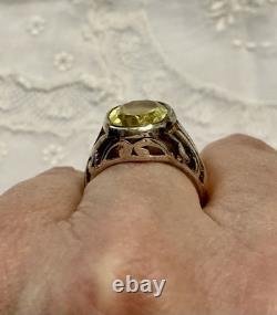 Impressive Antique Ring with Beautiful Genuine Citrine in Ornate Solid Silver