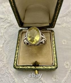 Impressive Antique Ring with Beautiful Genuine Citrine in Ornate Solid Silver