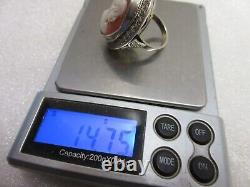 Impressive Vintage Art Deco Ring signed Fahrner Cameo & Solid Silver