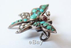 Insect Brooch Silver Butterfly Turquoise Jewelry + Old Silver Brooch