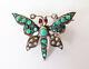 Insect Butterfly Brooch Silver + Turquoise Jewel Old Silver Brooch