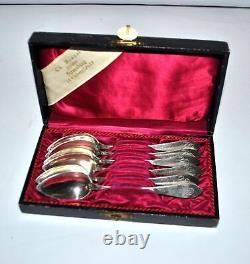 KABEL Lot of 6 antique coffee spoons 19th century Alsace STERLING SILVER Minerva 90g