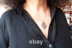 Khamsa Solid Fatma Gold Hand Pendant And Silver Diamond Ancient Diamond Gold