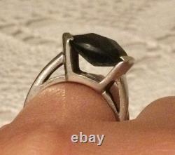 LOT Large Antique Solid Silver Ring - Garnet - Signet Ring with Natural Stones