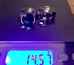 LOT Large Antique Solid Silver Ring - Garnet - Signet Ring with Natural Stones