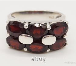 LOT Large Antique Solid Silver Ring - Garnet - Signet Ring with Natural Stones