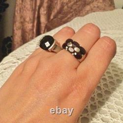 LOT Large Antique Solid Silver Ring - Garnet - Signet Ring with Natural Stones